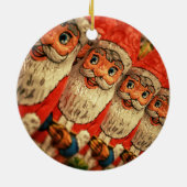 Vintage-kerstkerstkerstpapier Keramisch Ornament (Achterkant)