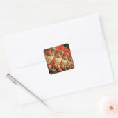 Vintage-kerstkerstkerstpapier Vierkante Sticker (Envelop)