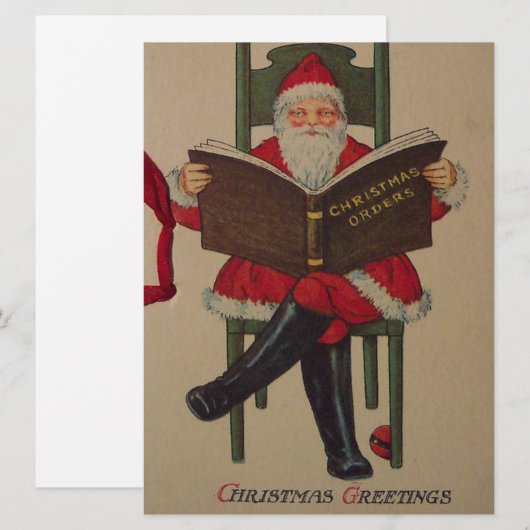 Vintage kerstkerstlezen feestdagenkaart (Voorkant / Achterkant)