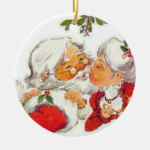 Vintage kerstkerstman die Mrs Claus zoent
