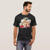Vintage kerstkerstman die Mrs Claus zoent T-shirt (Voorkant volledig)
