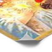 Vintage kerstkerstman en Angel Print (Hoek)