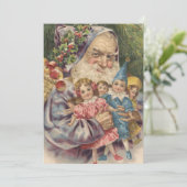 Vintage kerstkerstman feestdagenkaart (Staand voorkant)