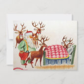 Vintage kerstkerstman met zieke rendierster feestdagenkaart (Voorkant)