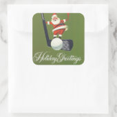 Vintage kerstkerstman op Golf Club Vierkante Sticker (Tas)