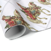 Vintage kerstkerstman op paard cadeaupapier (Rol Hoek)