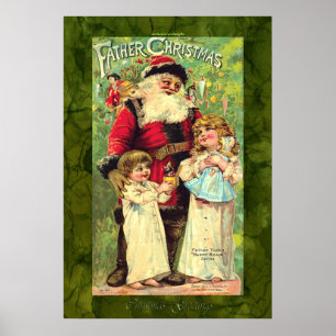 Vintage kerstkerstman Poster Vader Tuck