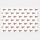 Vintage kerstkerstman rendierslee inpakpapier vel (Voorkant 2)