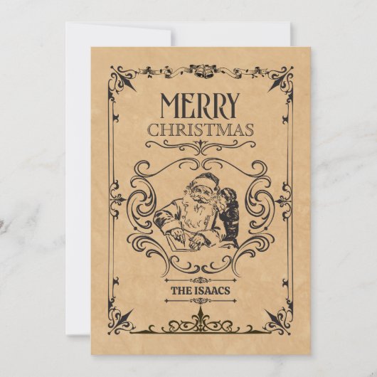 Vintage kerstkerstmankerklei feestdagenkaart (Voorkant)