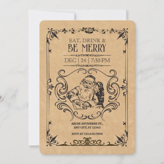 Vintage kerstkerstmankerklei kaart (Voorkant)