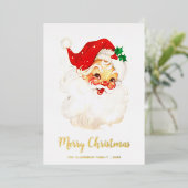 Vintage kerstkerstmis folie feestdagenkaart (Staand Voorkant)