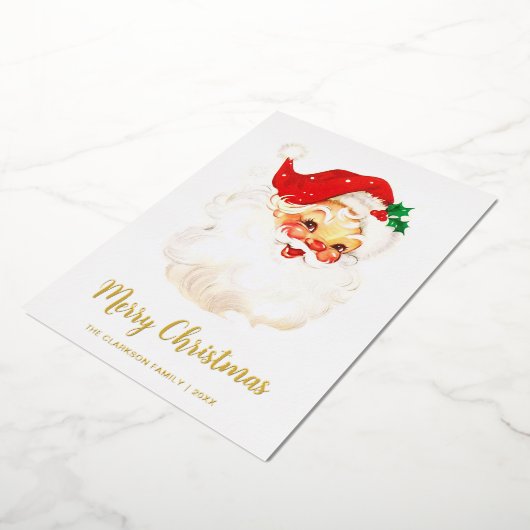 Vintage kerstkerstmis folie feestdagenkaart (Gedraaid)