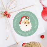 Vintage kerstkerstmis ronde sticker<br><div class="desc">De  Kerst stickers van de Sinterklaas met een groene achtergrond! Fun voor het verpakken van je kinder kerstcadeaus. Komt in een verscheidenheid van kleuren. Ontworpen voor jou door Blackberry Boulevard.</div>