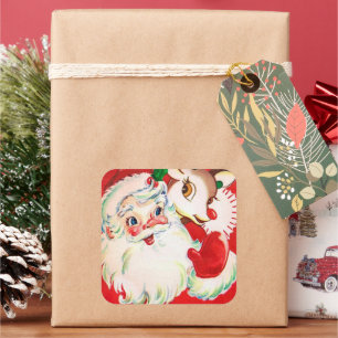 Vintage Kerstkerstrendierretro-sticker Vierkante Sticker