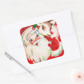 Vintage Kerstkerstrendierretro-sticker Vierkante Sticker (Envelop)