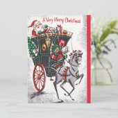 Vintage-kerstkerstritsvervoer Feestdagenkaart (Staand voorkant)