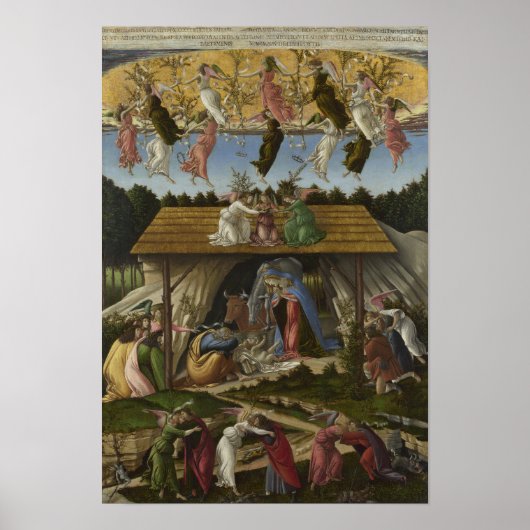 Vintage kerstkerststal Sandro Botticelli Poster (Voorkant)