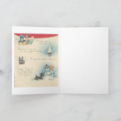 Vintage Kerstkerstwijn Dog Feestdagen Kaart (Binnen)