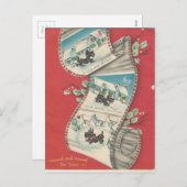 Vintage Kerstkerstwijn Dog Feestdagenkaart (Voorkant / Achterkant)