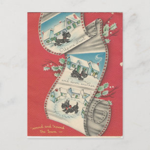 Vintage Kerstkerstwijn Dog Feestdagenkaart