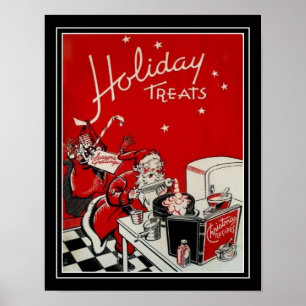 Vintage kerstkeuken 11x14 afdrukken poster
