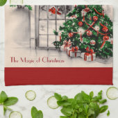 Vintage-kerstkeukenhanddoeken Theedoek (Gevouwen)