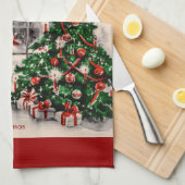 Vintage-kerstkeukenhanddoeken Theedoek (Quarter Fold)