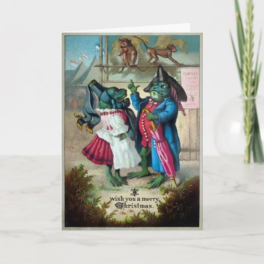 Vintage kerstkikkerkfeestkaart feestdagen kaart (Voorkant)