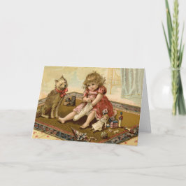 Vintage Kerstkind en hond Kaart