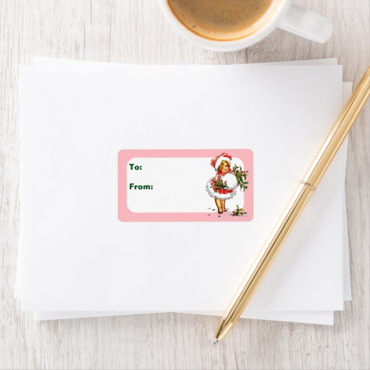 Vintage-kerstkind Etiket (Insitu)