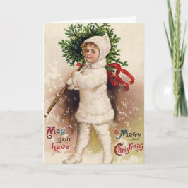 Vintage-kerstkind Feestdagen Kaart