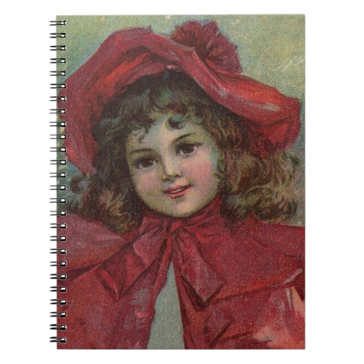 Vintage kerstkind Kunst rood Victoriaans dress Notitieboek (Voorkant)