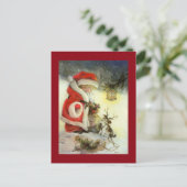 Vintage kerstkind met hond feestdagenkaart (Staand voorkant)