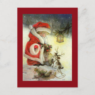 Vintage kerstkind met hond feestdagenkaart