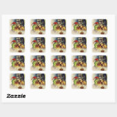 Vintage kerstkinderen die Bunnies eten Vierkante Sticker (Vel)