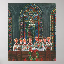 Vintage kerstkinderen die Choir zingen in de kerk Poster
