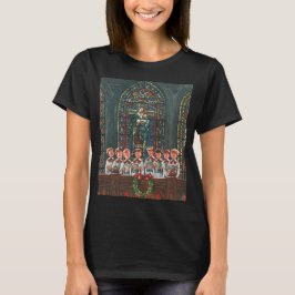 Vintage kerstkinderen die Choir zingen in de kerk T-shirt