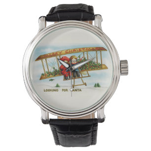 Vintage kerstkinderen die op zoek zijn naar de ker horloge