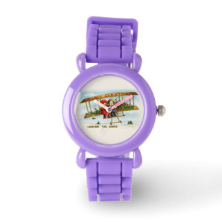 Vintage kerstkinderen die op zoek zijn naar de ker horloge