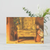 Vintage kerstkinderen die wachten op kerstmis feestdagenkaart (Staand voorkant)