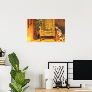 Vintage kerstkinderen die wachten op kerstmis poster