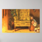 Vintage kerstkinderen die wachten op kerstmis poster (Voorkant)