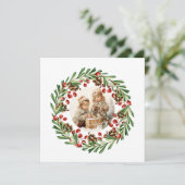 Vintage Kerstkinderen en Berry Krans Feestdagenkaart (Staand voorkant)