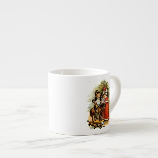 Vintage kerstkinderen espresso kop (Voorkant rechts)