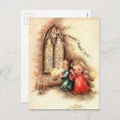Vintage kerstkinderen feestdagenkaart (Voorkant / Achterkant)