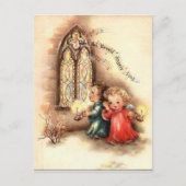 Vintage kerstkinderen feestdagenkaart (Voorkant)