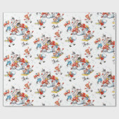 Vintage kerstkinderen in de sneeuw cadeaupapier (Vlak)