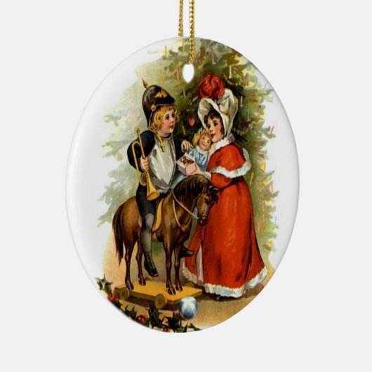 Vintage kerstkinderen keramisch ornament (Rechts)