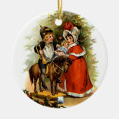 Vintage kerstkinderen keramisch ornament (Voorkant)
