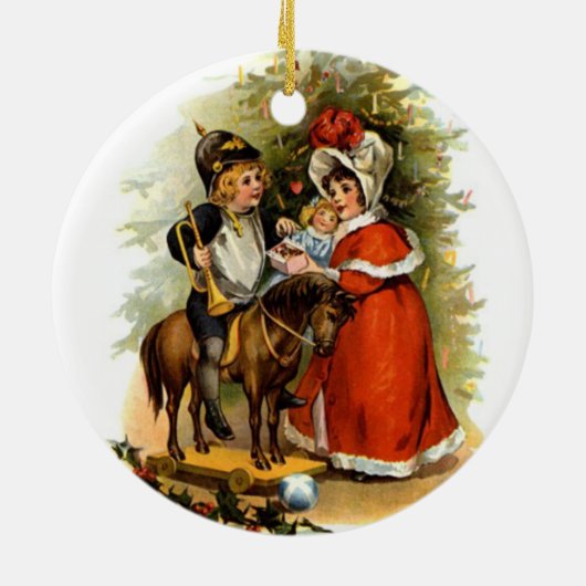 Vintage kerstkinderen keramisch ornament (Achterkant)